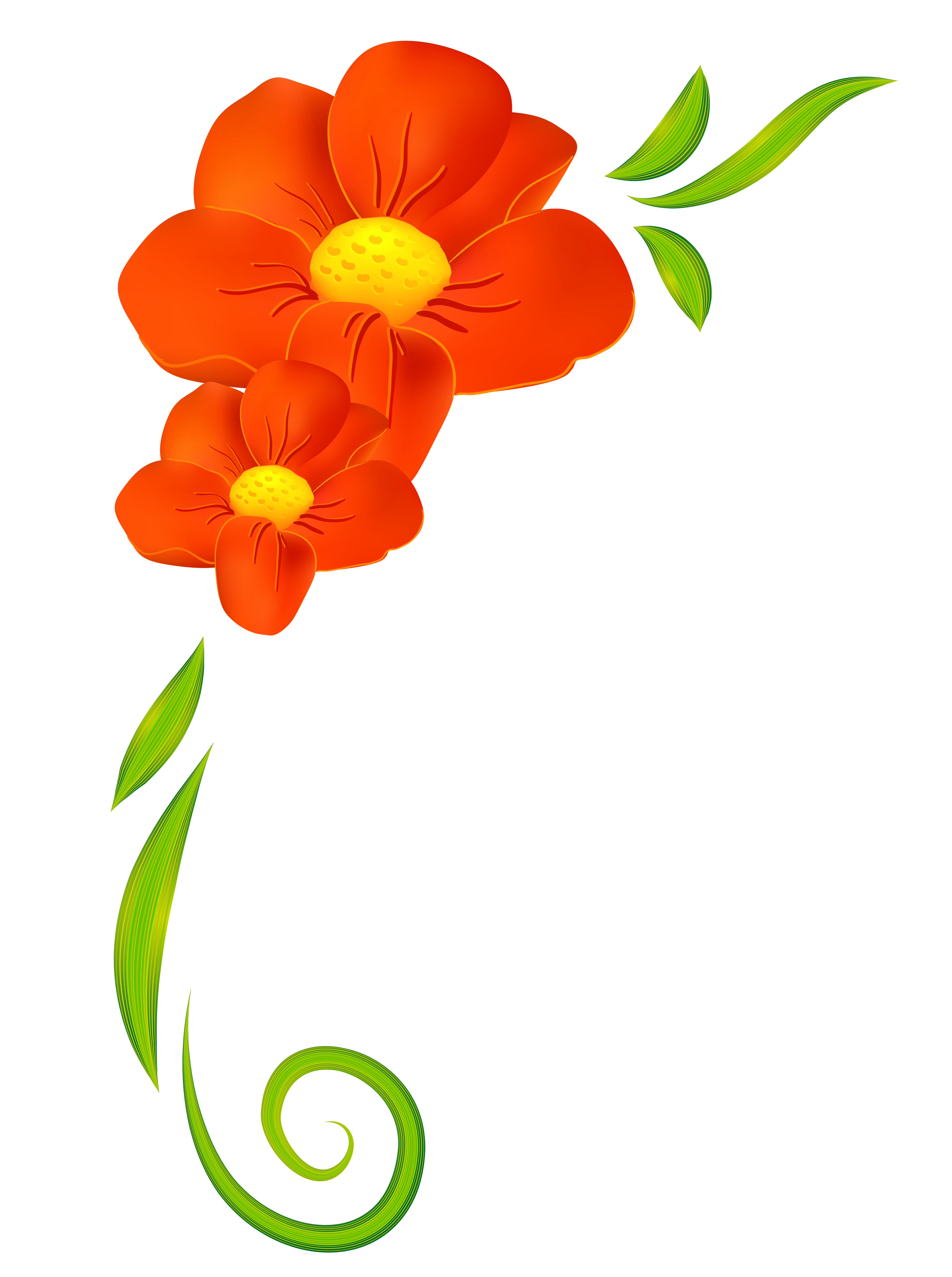 Orange Flower Decor PNG Clipart.