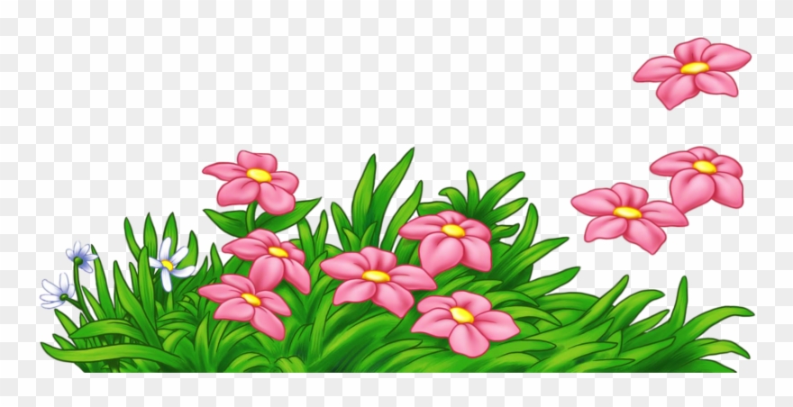 Grass With Flowers Png Clipart.