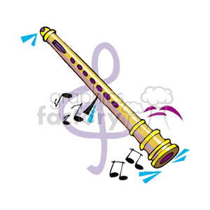 Gold musical flute clipart. Royalty.