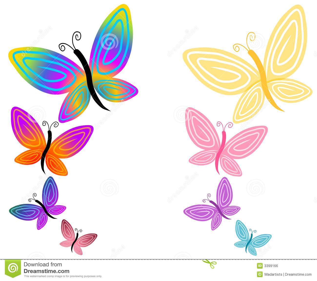 Butterfly Flowers Clip Art 01 Royalty Free Stock Image.