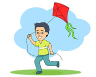 Animal flying kites clipart.