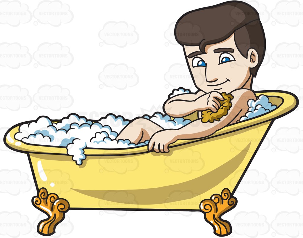 foam bath Cartoon Clipart.
