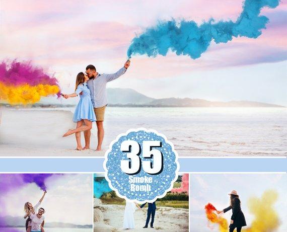35 Smoke Bomb Overlays, Colorful Smoke fog, photo overlays, Photoshop  overlay, clip art, realistic, real, magic, colorscape, png.