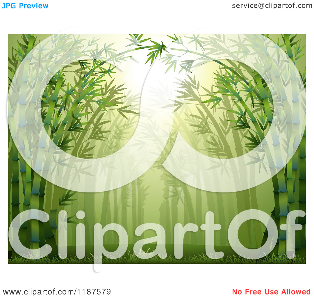 Cartoon of a Lush Green Bamboo Forest Background with Sunshine and.