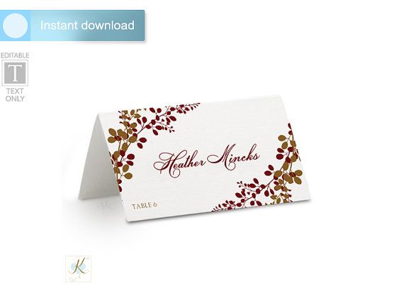 Fold Over Place Card Template