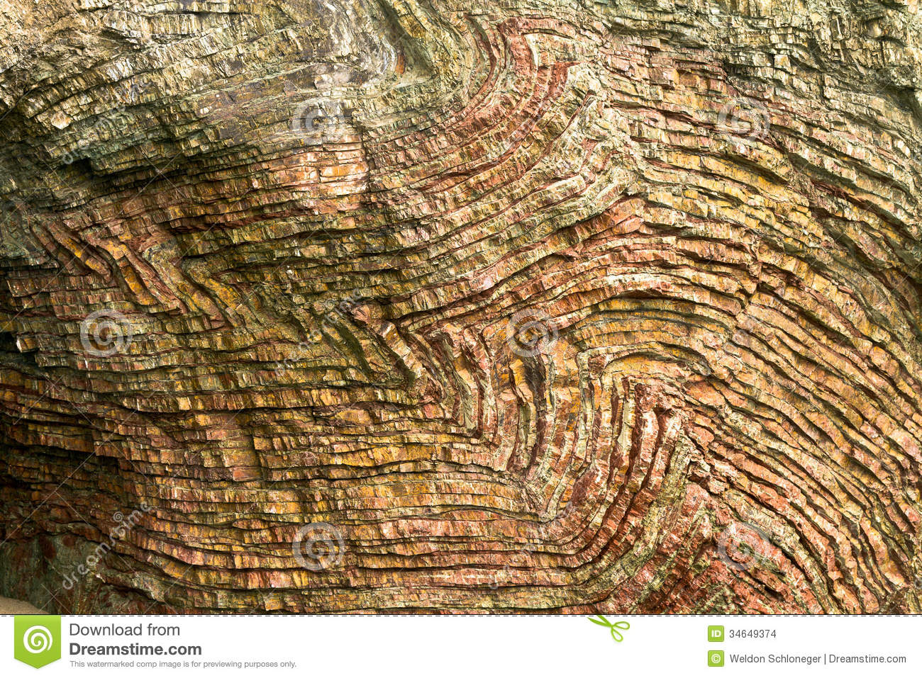 Folded Chert Layers At Rainbow Rock, Oregon Stock Images.