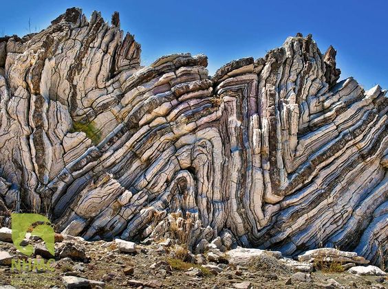 These are the famous angular folds in platy limestone, created.