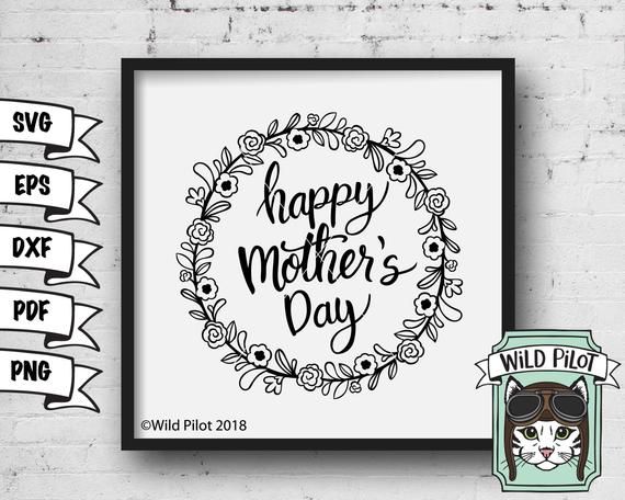 Happy Mothers Day SVG, Flower Wreath, svg, Wreath clipart.