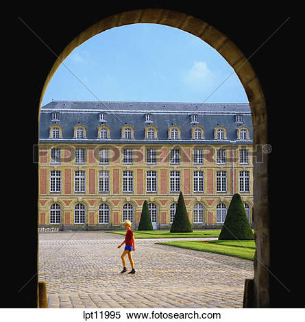 Stock Image of COUR DES PRINCES COURTYARD WITH LITTLE BOY CHATEAU.