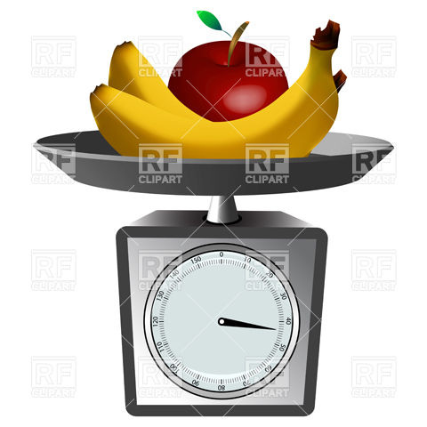 Fruits and domestic scales Stock Vector Image.