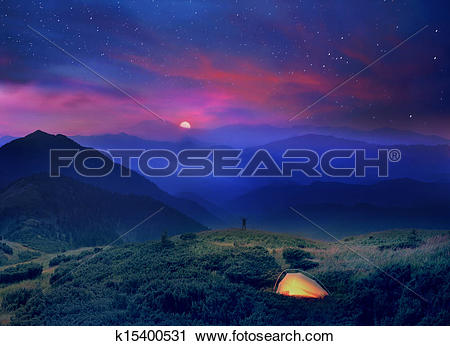 Stock Photography of moonrise in the foothills of the Alps.