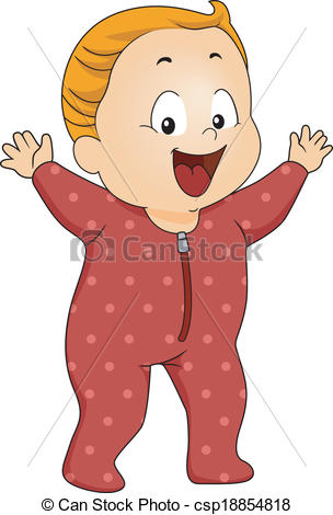 Vector Clip Art of Baby Boy Footie Pajamas.