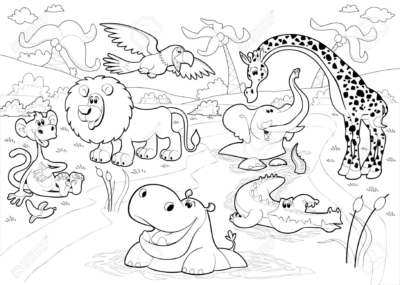 Jungle animals clipart black and white 3 » Clipart Station.