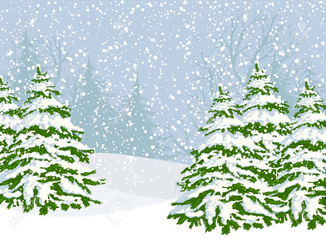 Snow forest clipart.