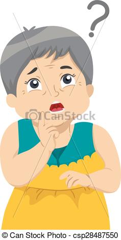 Clipart Vector of Senior Woman Forget.