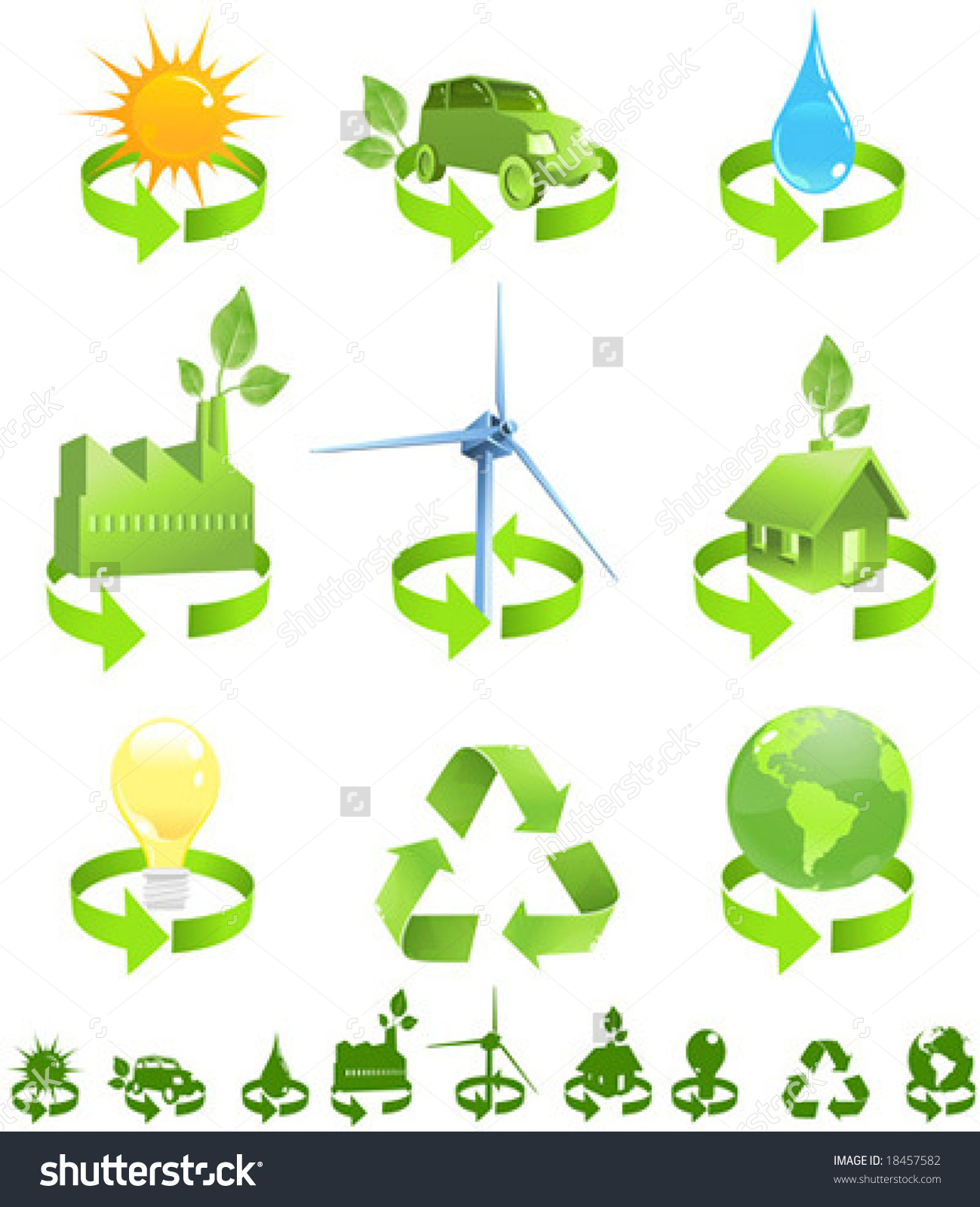 Green Vector Icons Show Forms Recycled Stock Vector 18457582.