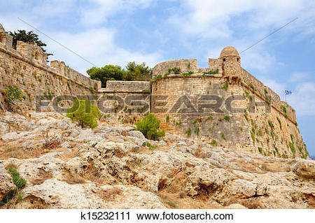 Stock Photography of Citadel Fortezza in city of Rethymno, Crete.