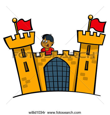 Stock Image of castle, tower, flag, fortress, gate, ramparts.