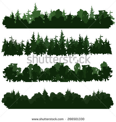Set Four Forest Silhouettes Hand Drawn Stock Vector 266501330.