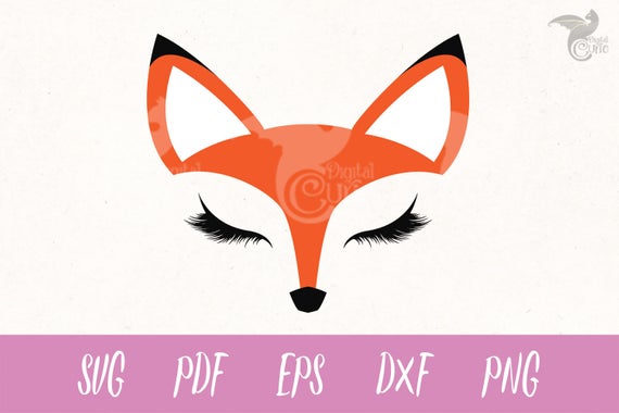 Fox Face SVG, fox svg, Eyelashes svg, red fox clipart, Cricut, Cameo, Cut  file, Clipart, Svg, DXF, Png, Pdf, Eps, woodland animal clipart.