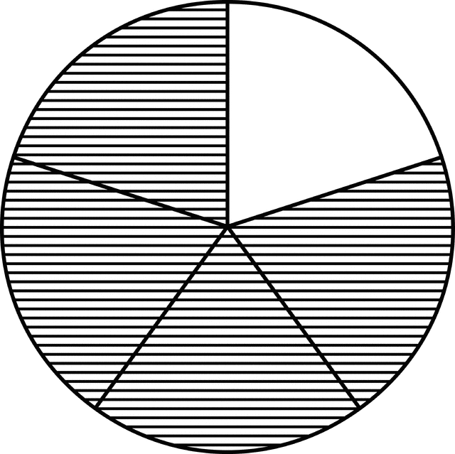 Fraction Pie Divided into Fifths.