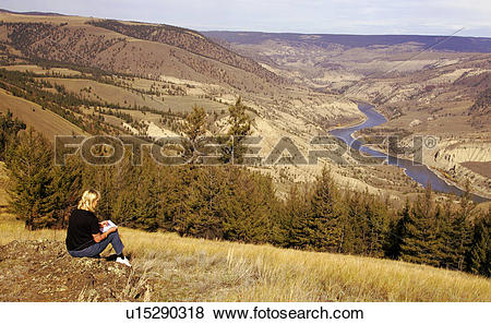 Pictures of Artist sketches Fraser River Canyon in the Chilcotin.