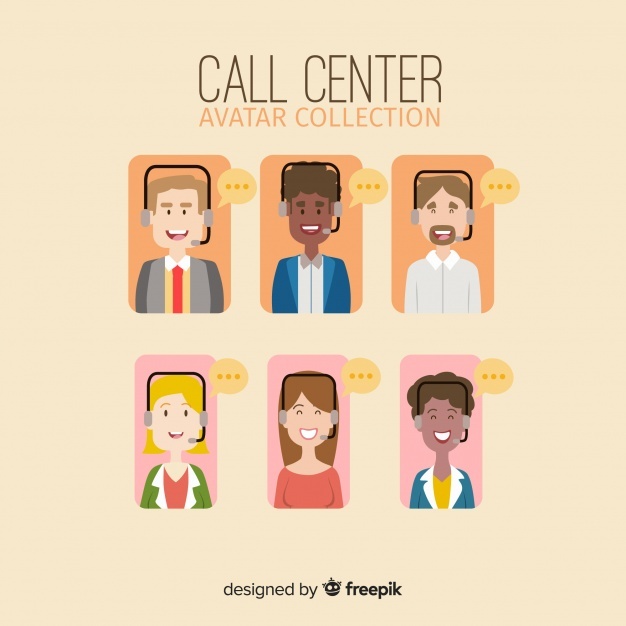Free Call center agent avatar collection with flat design SVG DXF.