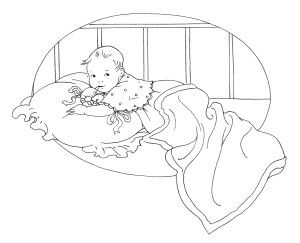 vintage baby clipart, black and white clip art, free baby.