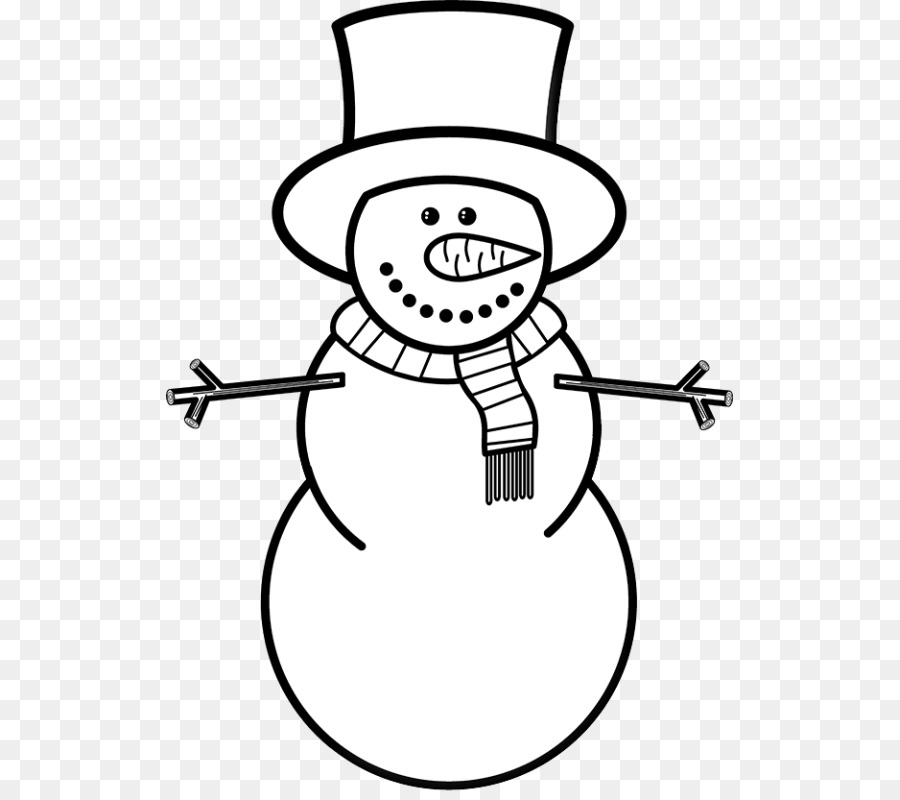 Snowman Cartoon Clipart Black And White / Snowman - Coloring Page