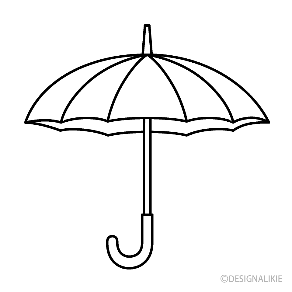 Free Black and White Umbrella Clipart Image｜Illustoon.