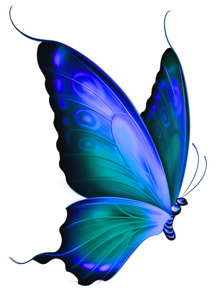Transparent Blue and Green Deco Butterfly Clipart.