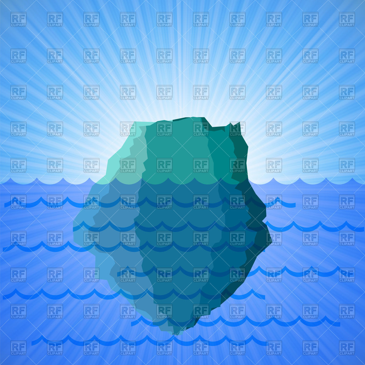 Big iceberg on blue water background Vector Image #84748.
