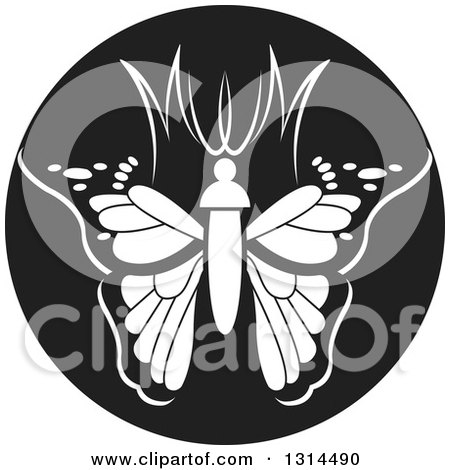 Clipart of a Black Dot Butterfly.