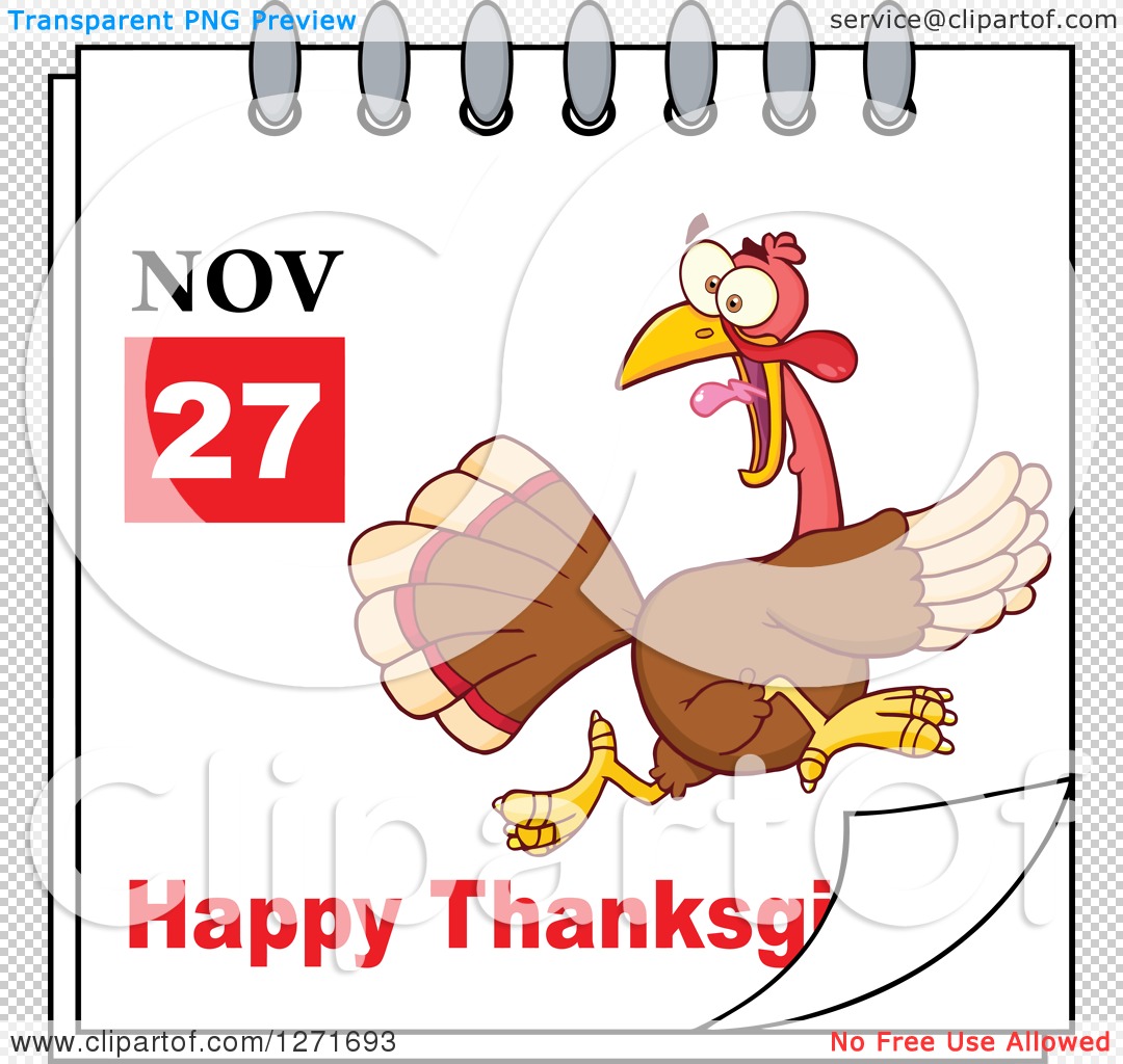 Clipart of a November 27th Happy Thanksgiving Day Calendar with a.