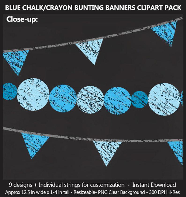 Blue Chalk Bunting Banner Clipart.