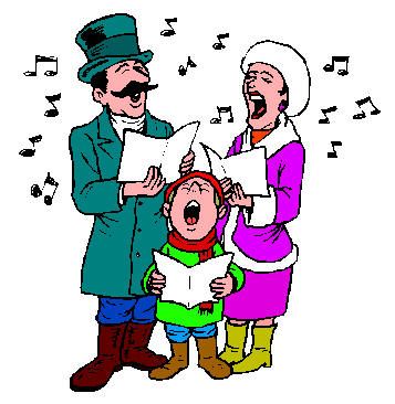 People Singing Christmas Carols Clipart.