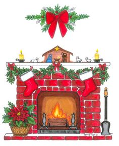 Christmas fireplace clipart free clipartfest.