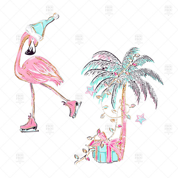 Christmas Flamingo Clipart.