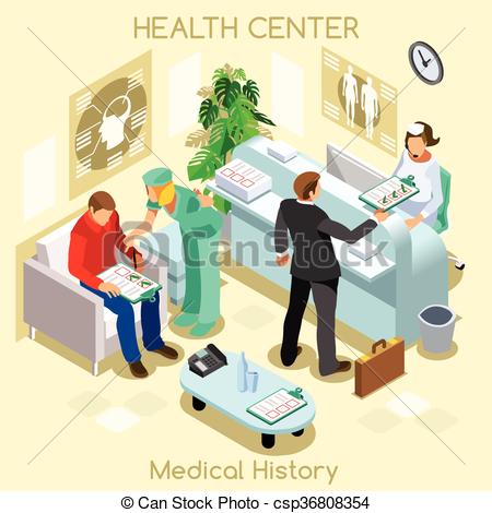 Clipart Vector of Clinic Wait Room Isometric People.