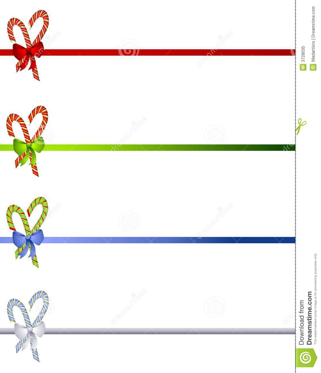 Candy Cane And Bows Borders Stock Illustration.