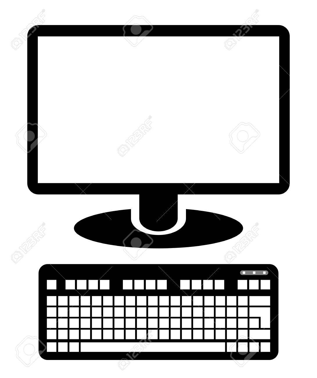 Computer display icon with keyboard. Computer screen. Monitor...