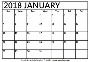 January Calendar.