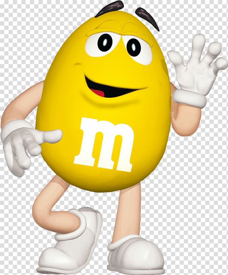 Yellow M&M character waving hand, M&M\'s World Hackettstown Mars.