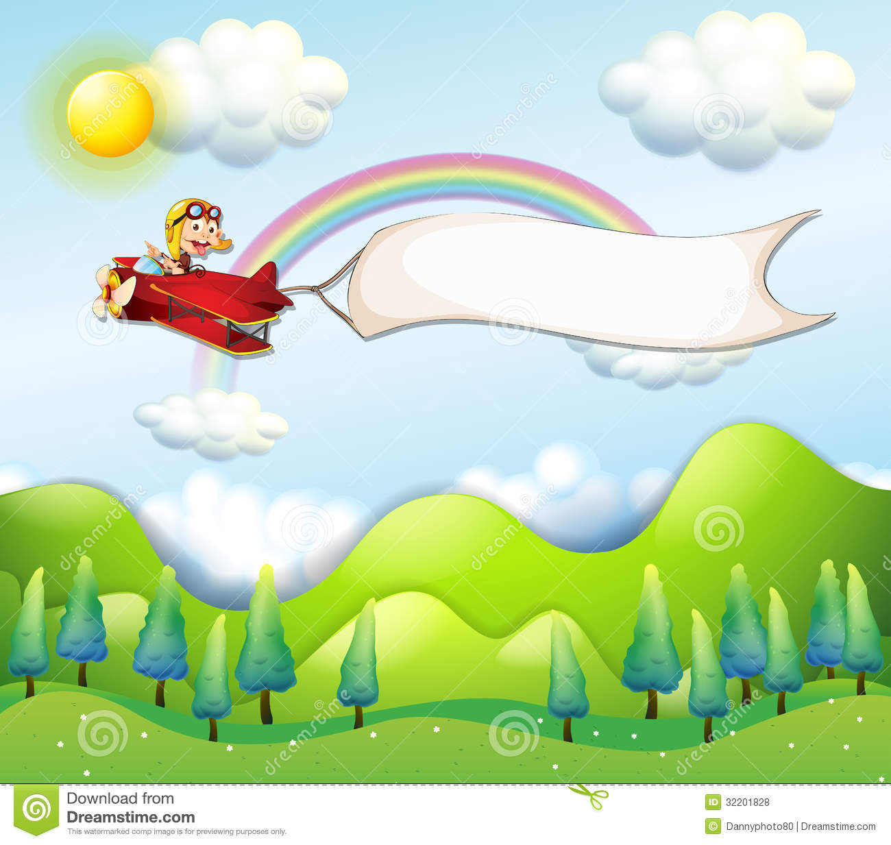 Airplane With Banner Clipart.