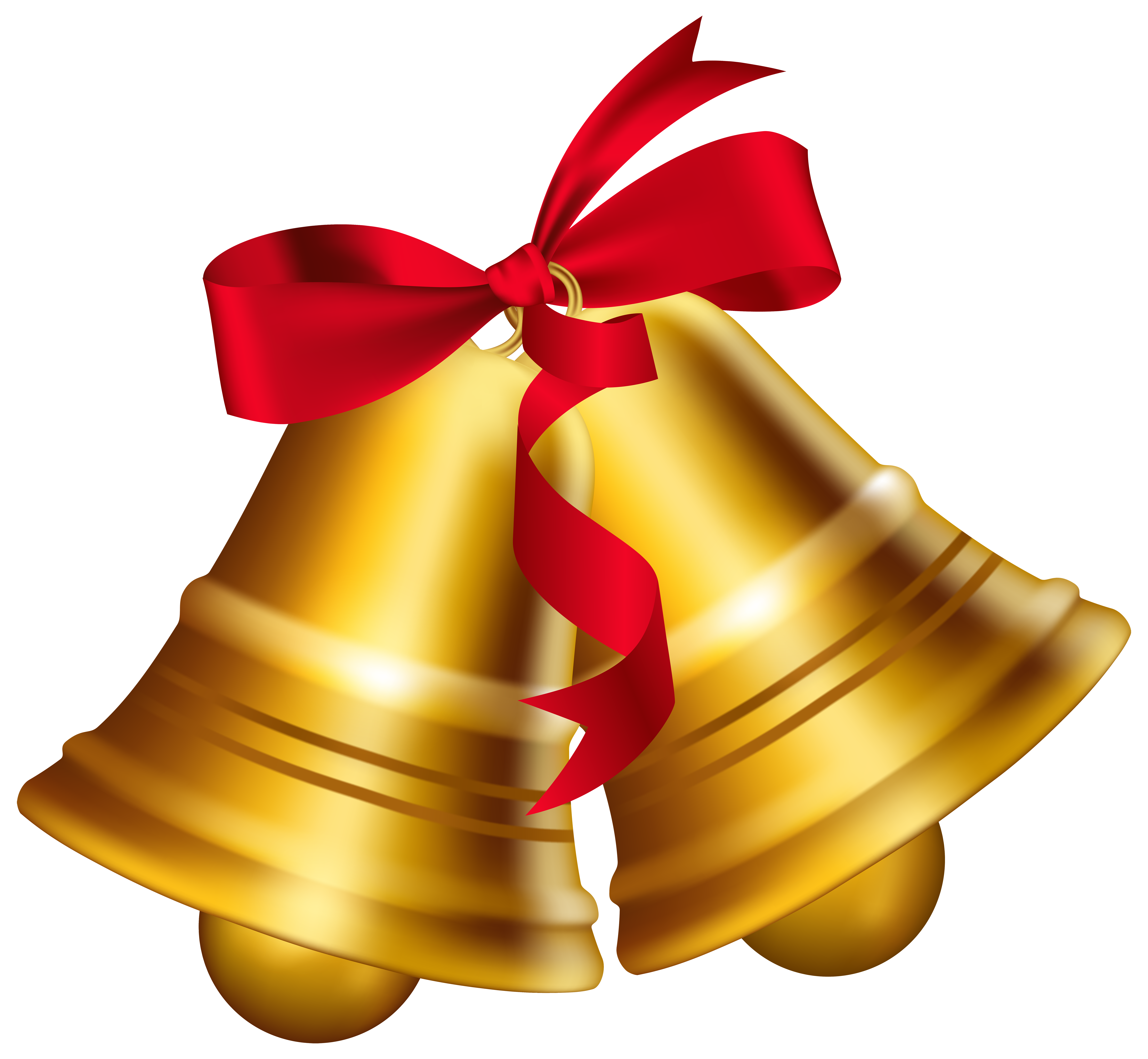Christmas Bells with Bow PNG Clip Art Image.