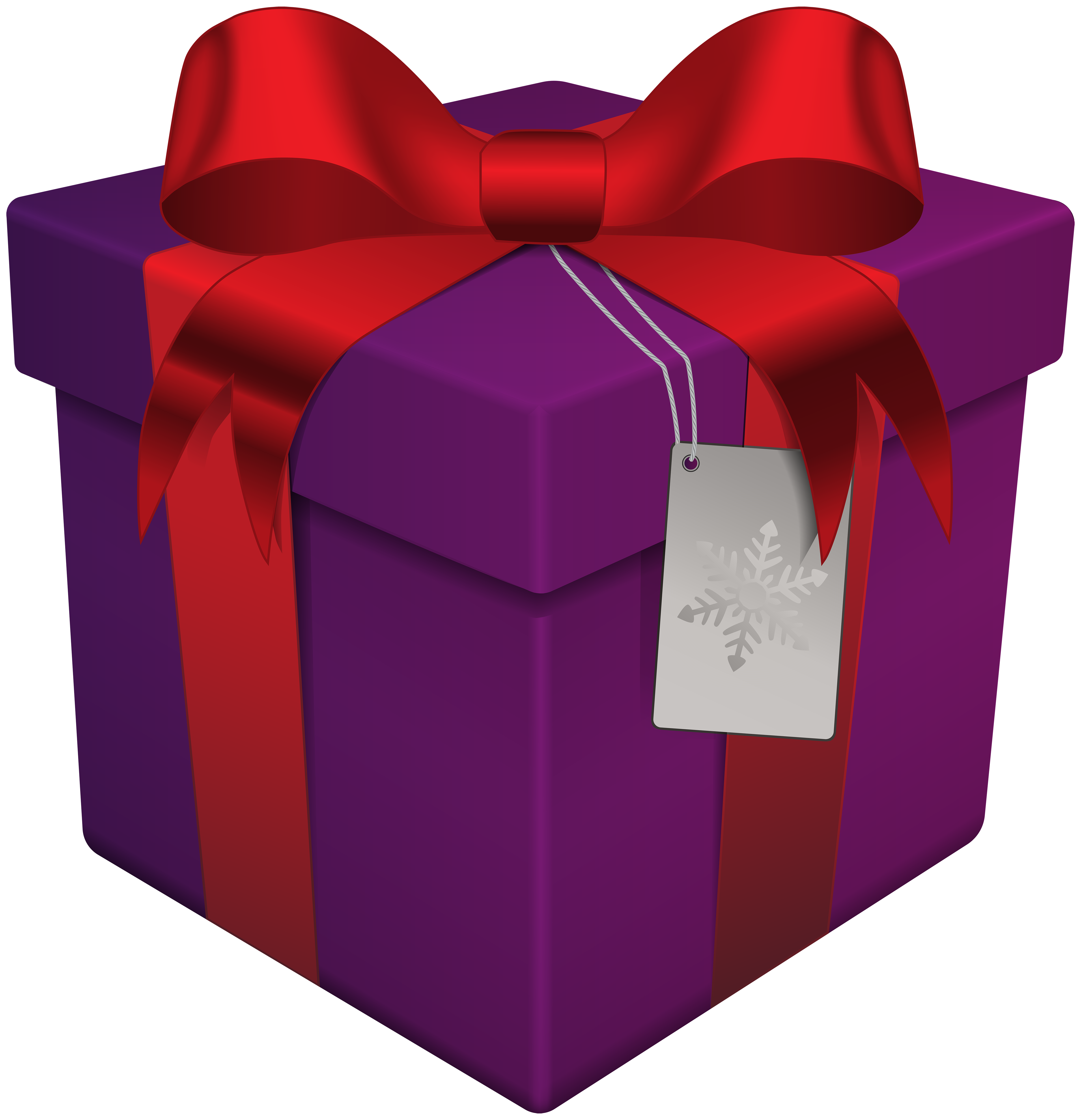 Christmas Gift Box Purple Transparent PNG Clip Art.