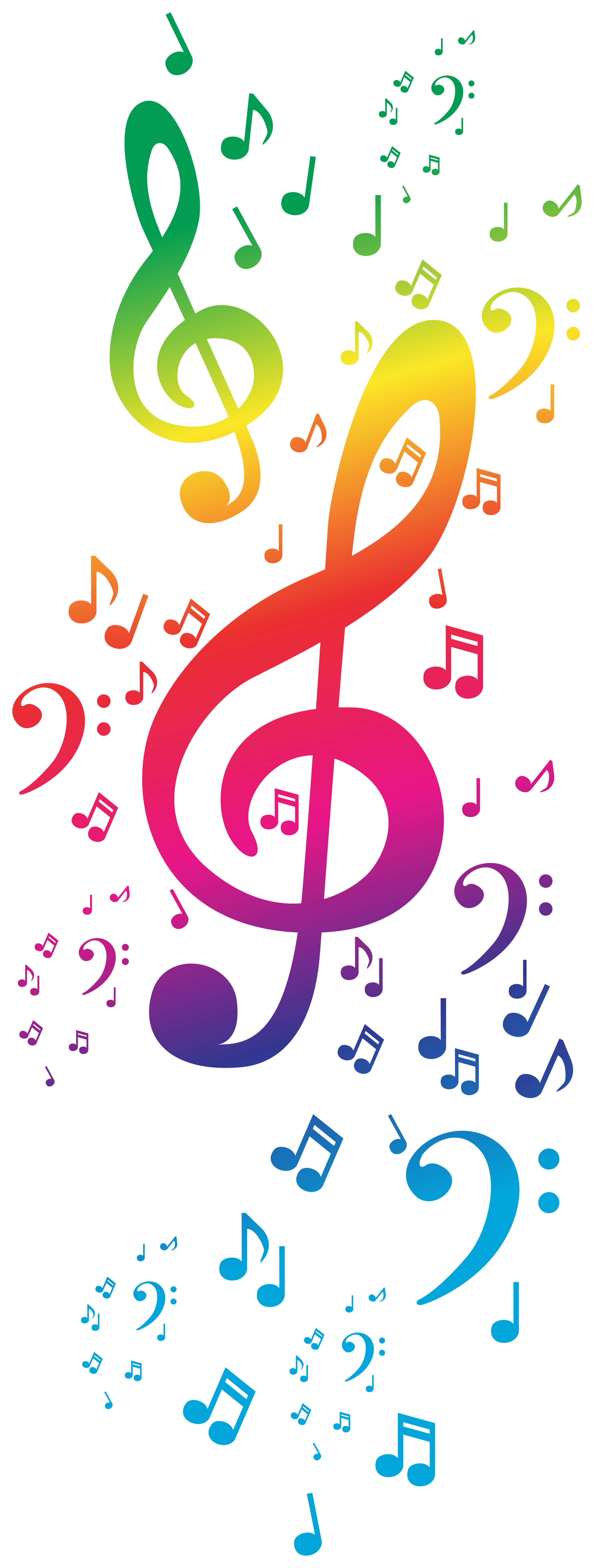 Colorful Music Notes Transparent Image.