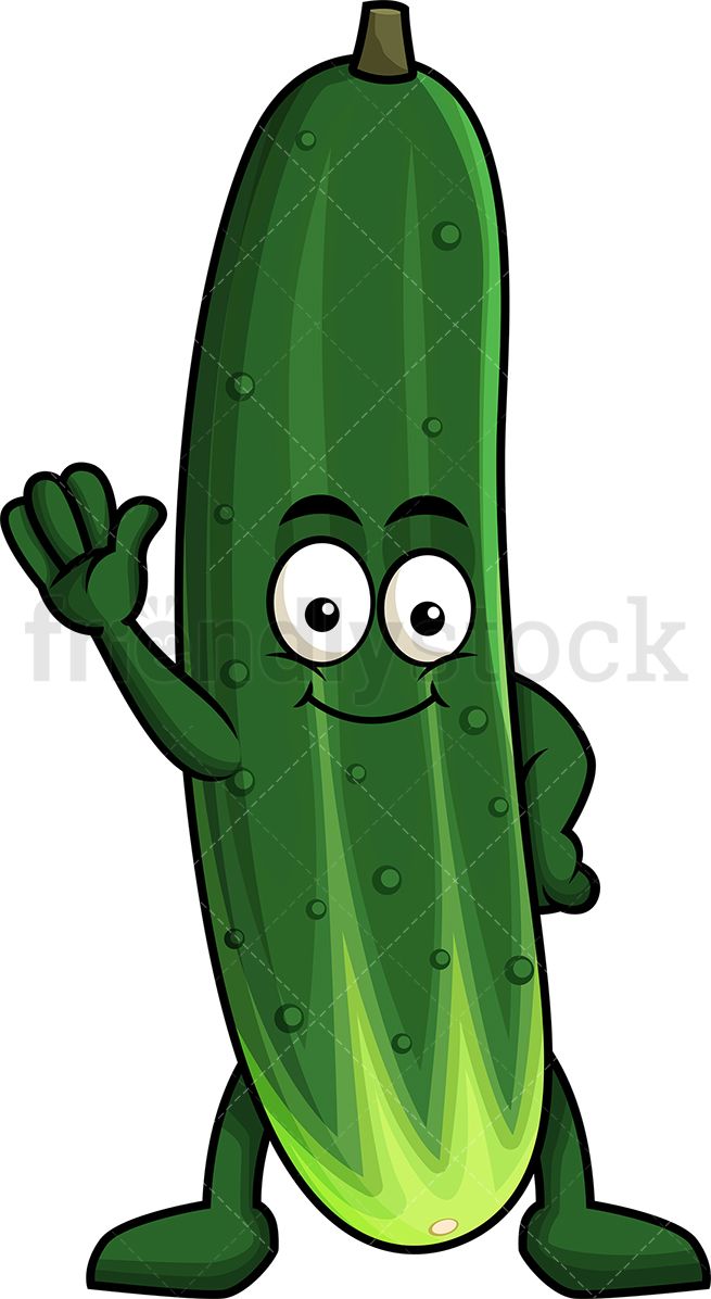 Cute Cucumber Mascot Waving.