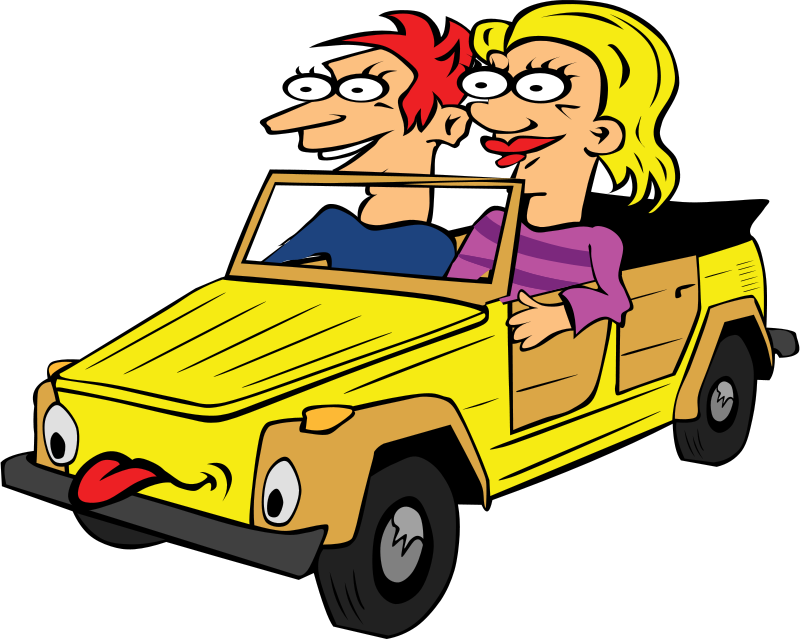 Free Clipart: Girl and Boy in Self Driving Car.