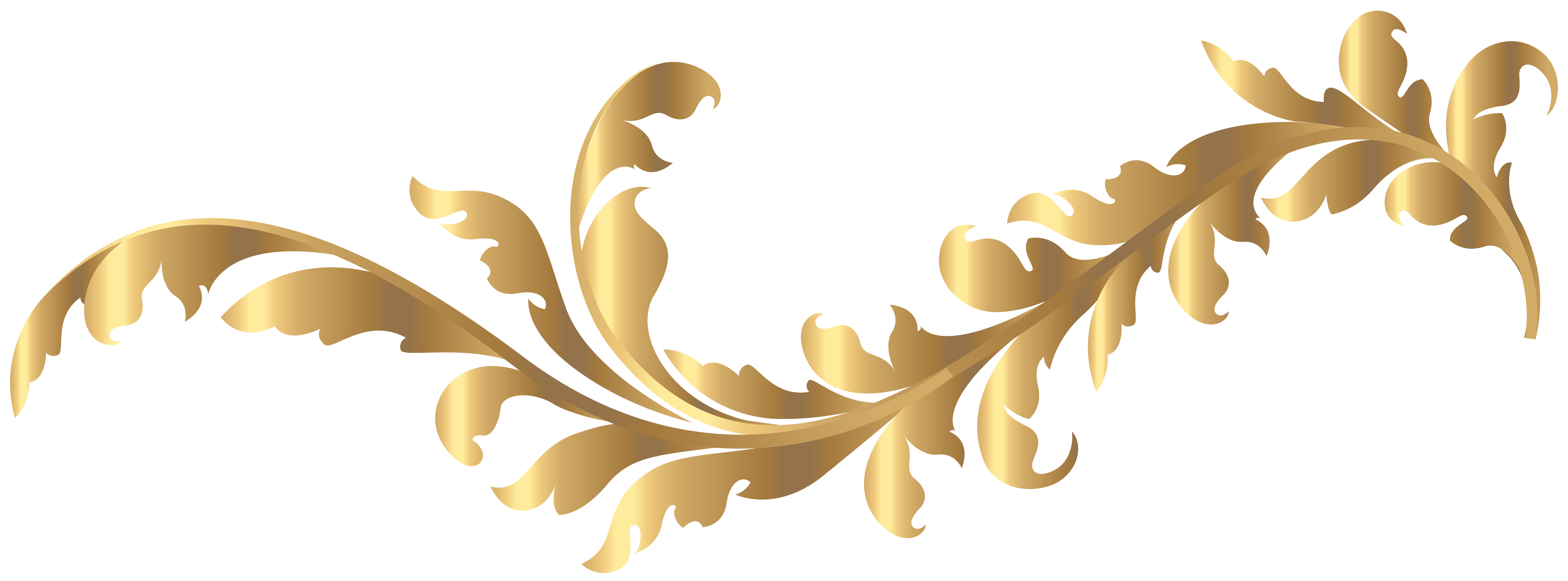 Floral Gold Element PNG Clip Art Image.